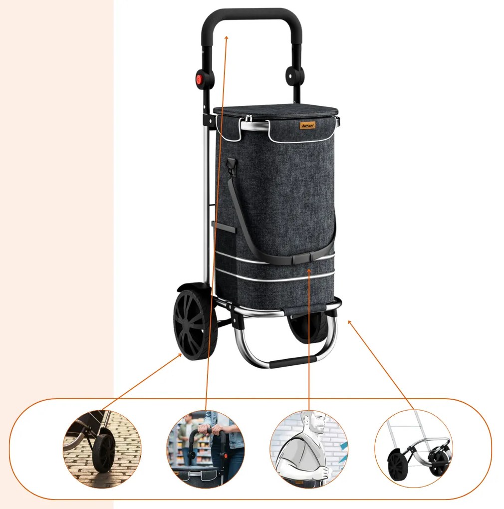 Nákupná taška na kolieskach EASY, 50l, čierna Jurhan