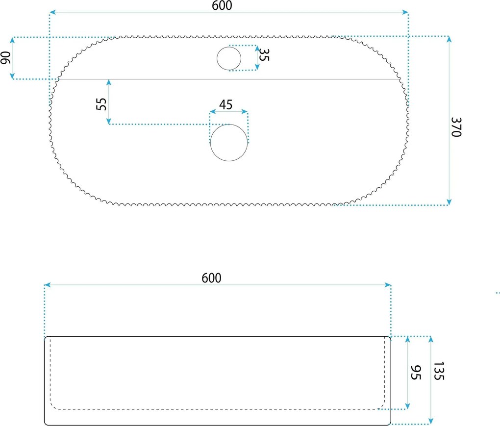 Rea Marcela Vanilla, umývadlo na dosku 600×370×135 mm, béžová matná, REA-U3520