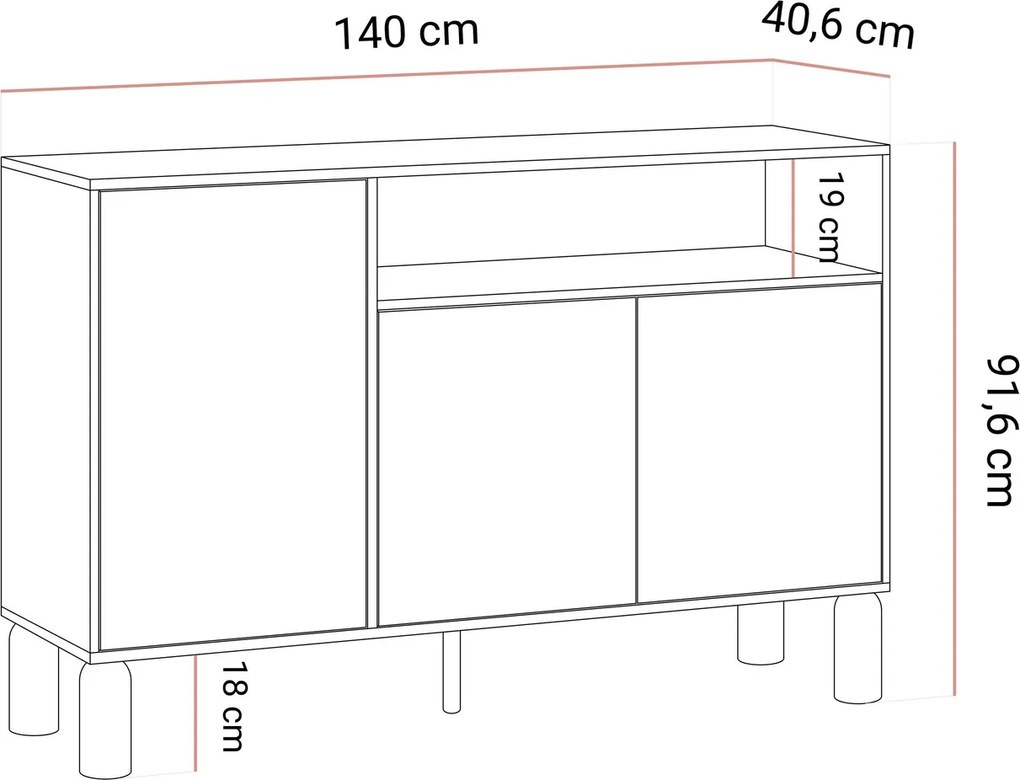 Dizajnová komoda CAJA dub bookmatch 140 cm
