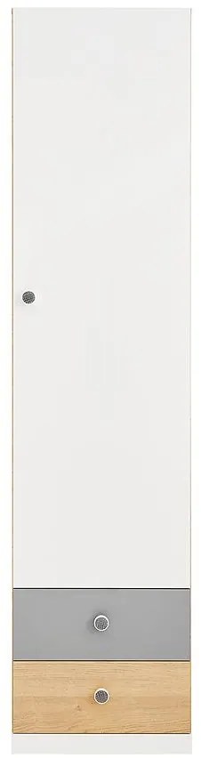 Skriňa Pixel 1D PX4 sušienkový dub / biely lux / sivý