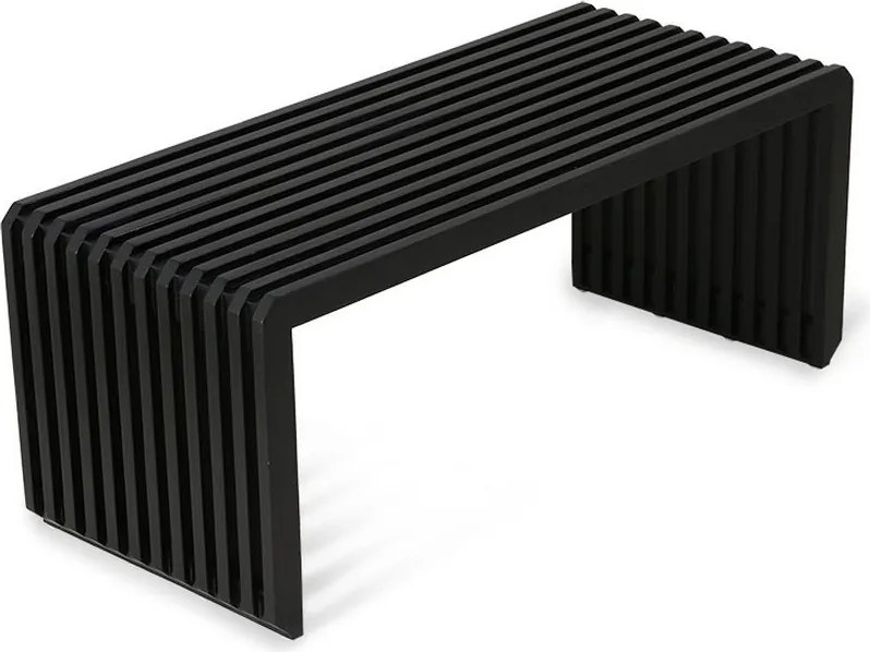 Čierna drevená lamelová lavica Slatted - 96*43*38 cm