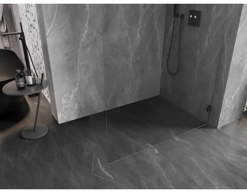 Mexen Lunar sprchová stena pravá 110 x 200 cm, 8mm číre sklo, čierna matná, 830-110-000-70-00-P