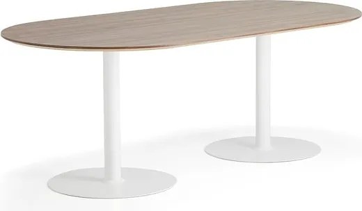 Stôl METRIC, ovál, 2000x1000x720 mm, biela/orech