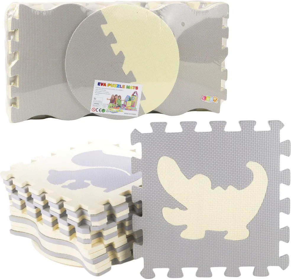 LEAN Penové puzzle Zvieratká - Eva pena, 25 dielov, sivo-béžová