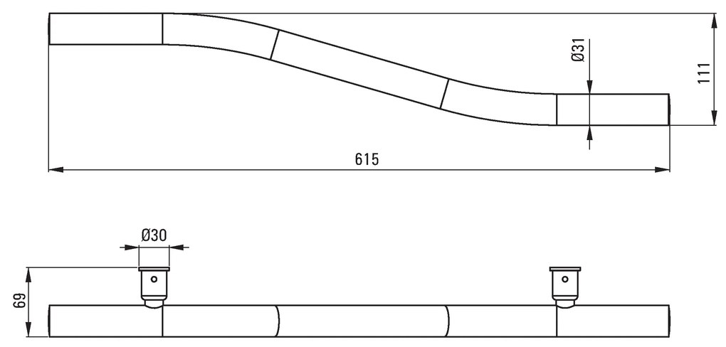 Deante Vital príslušenstvo, nástenné kovové madlo, čierna, DEA-NIV_B41I