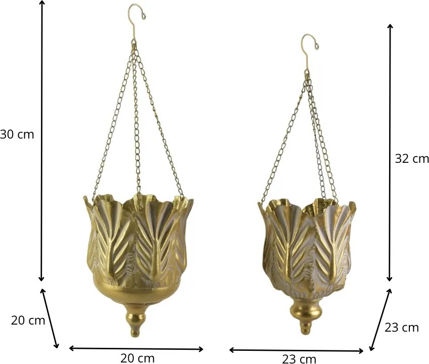 Sada 2 ks závěsných květináčů MARINA II zlatá