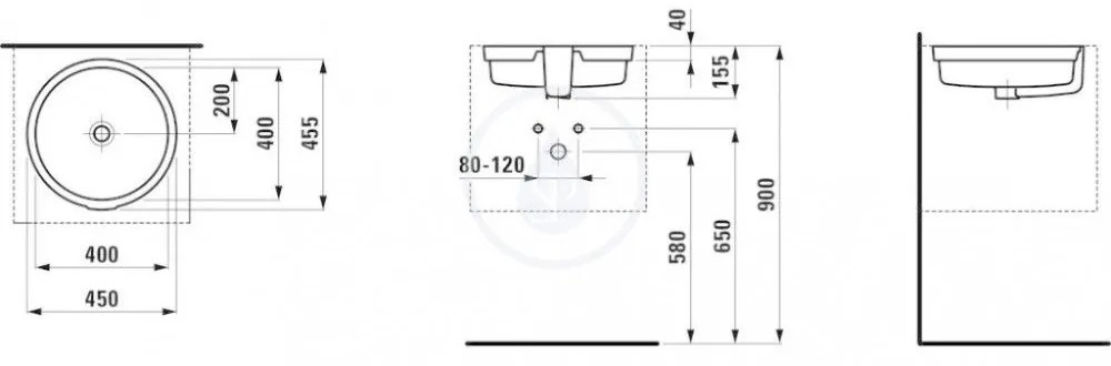 LAUFEN Living Vstavané umývadlo, 400 mm x 400 mm, biela – obojstranne glazované H8134390001551