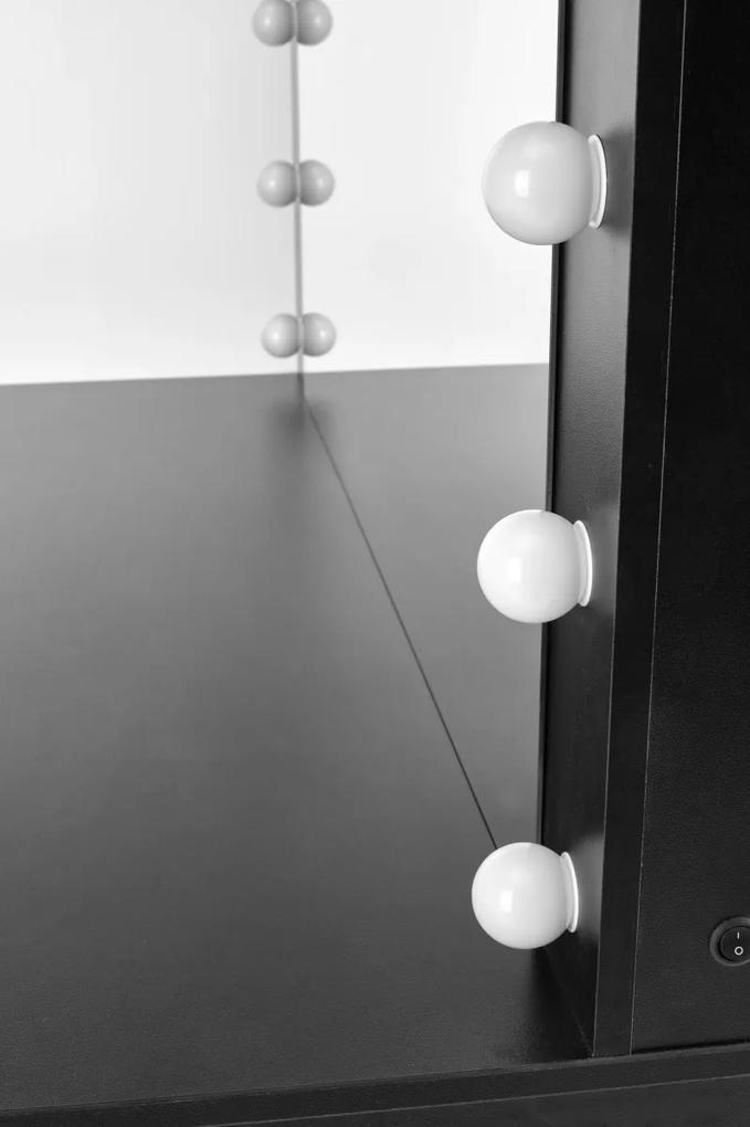 Toaletní stolek s LED osvětlením HOLLYWOOD XL černý