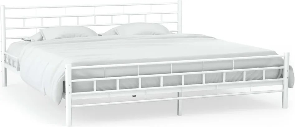 246745 Edco Kovový rám postele s roštami 160x200 cm blokový dizajn biely