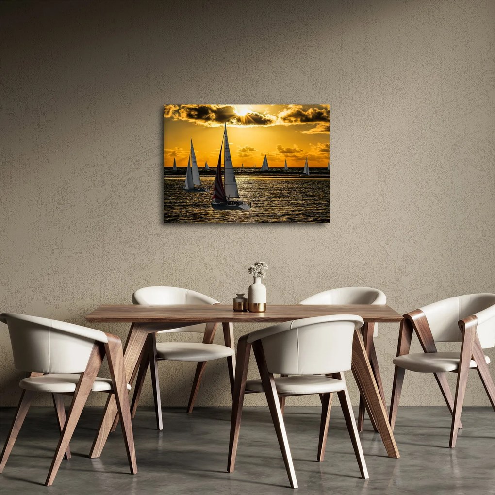 Obraz jachty v západe slnka (70x50 cm)