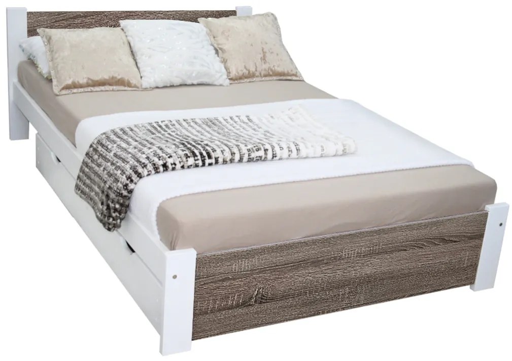 Jednolôžková posteľ LAPIS + rošt ZDARMA - trufla/biela / 90x200 / áno