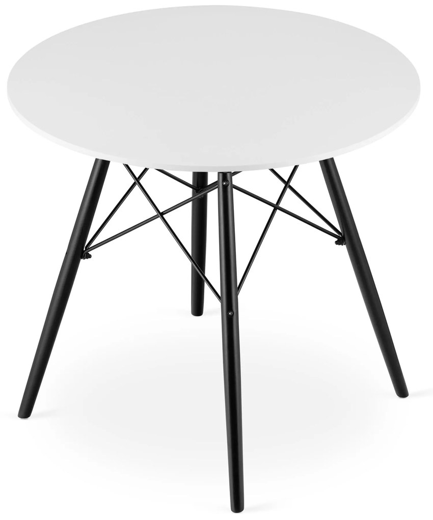 PreHouse TODI Okrúhly stôl 80 cm - biely / čierne nohy