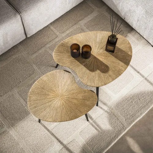 Konferenčný stôl 32-42 Ray 2-set Drevo Antique Gold - Komfort-nábytok