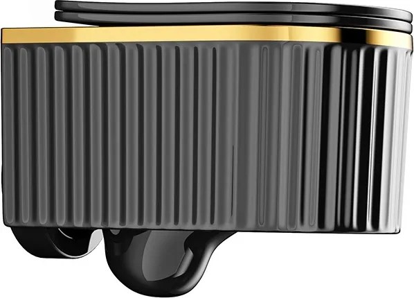 BPS-koupelny Závesná WC misa so SoftClose sedadlom LUMA BL GL RIM 03, čierna lesk/zlatý lem