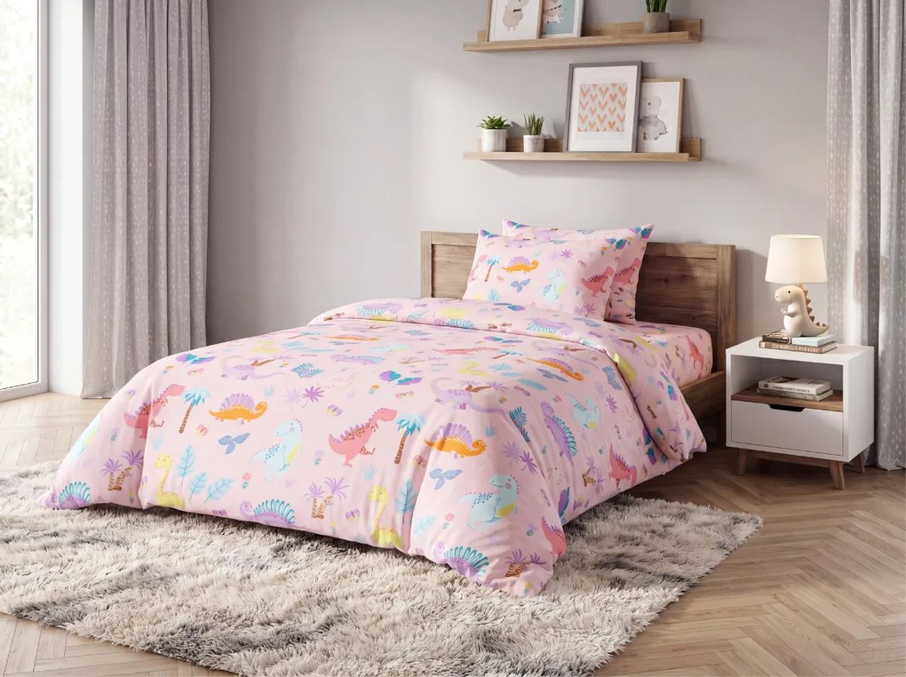 Detské obliečky z mikrovlákna DINO ISLAND farebné Rozmer obliečky: 70 x 90 cm | 140 x 200 cm