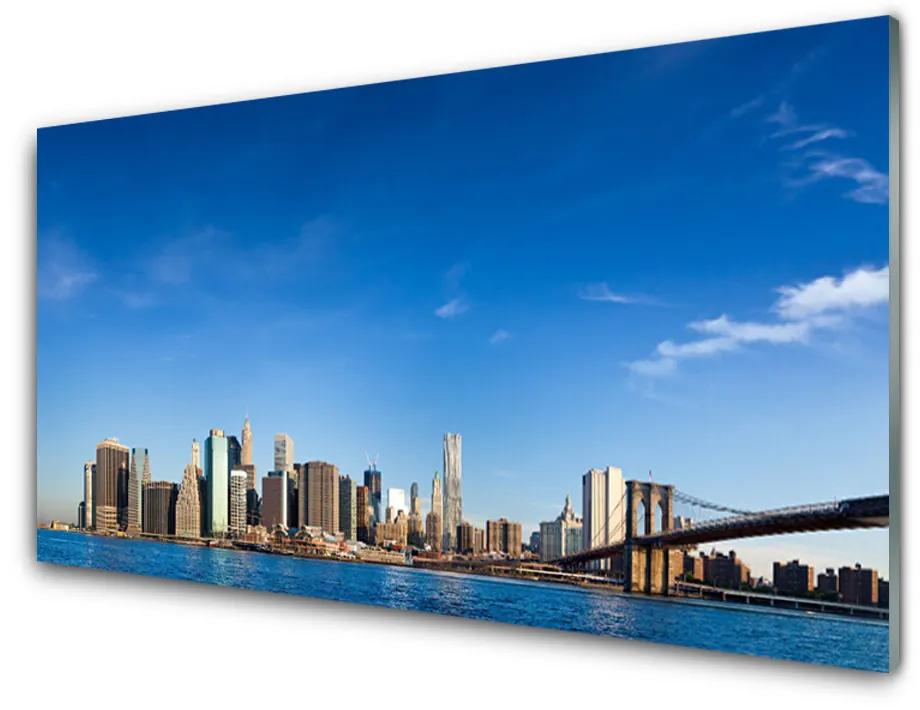 Obraz na akrylátovom skle Mesto most domy 100x50 cm