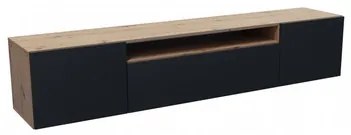 Závesný televízny stolík RTV Leo Dub artisan-čierna 200 cm
