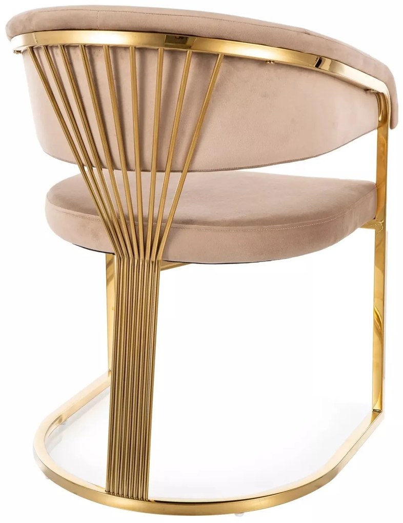 Jedálenská stolička Crown Velvet béžová/zlatá