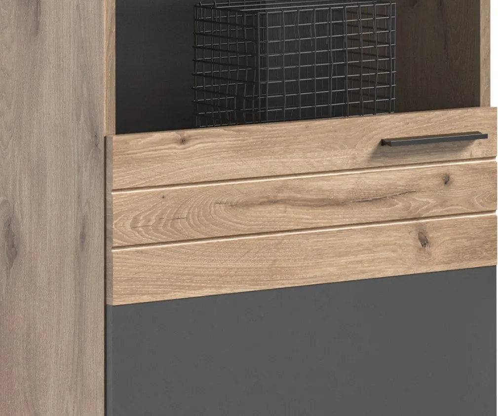 Vysoká vitrína Mason, dub/šedá