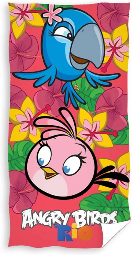 Carbotex Osuška Angry Birds Rio ružová froté 70x140 cm