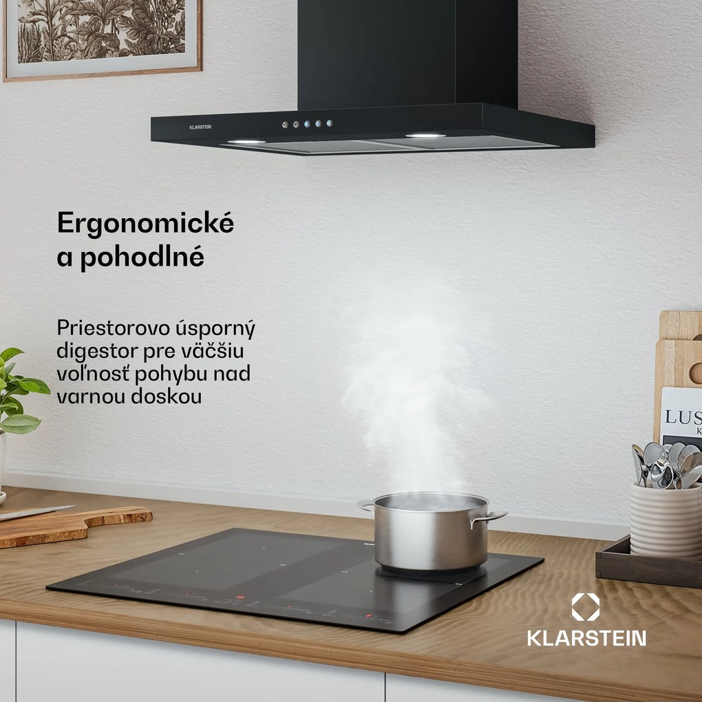Klarstein Limelight, digestor, 60 cm, nástenný, 640 m³/h, čierny