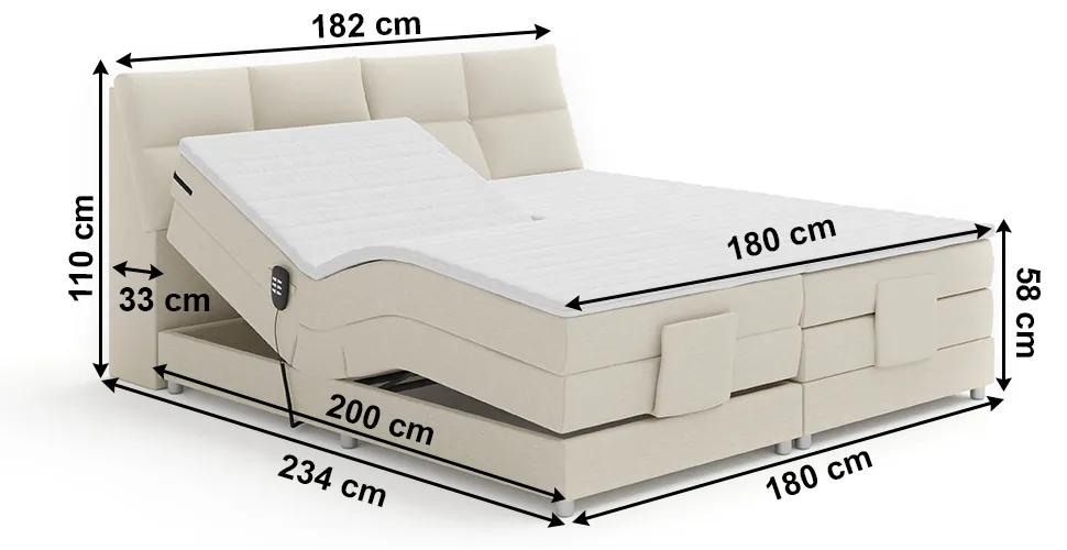 Elektrická polohovacia boxspringová posteľ AVA 180 x 200 cm