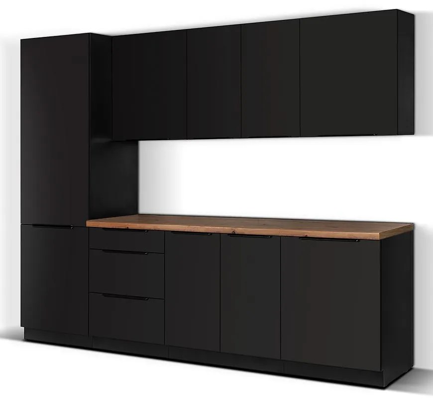 Kuchynská linka Siena matná čierna 260 bez dosky