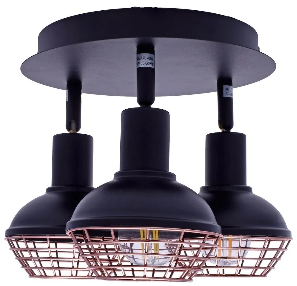 Bodové svietidlo Logan, 3x zlaté/čierne kovové tienidlo, b, o