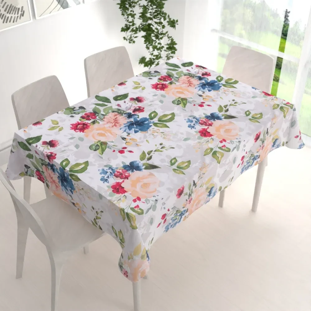 Biante Bavlnený obdĺžnikový obrus Sandra SA-387 Veľké žlté a modré kvety na bielom 100x160 cm