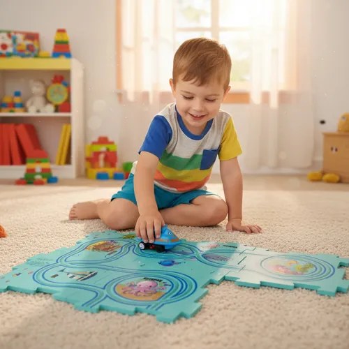 ISO Trade KRUZZEL Puzzle dráha 25 dielikov – vzdelávacia oceánska trasa s autíčkami na batérie 3+