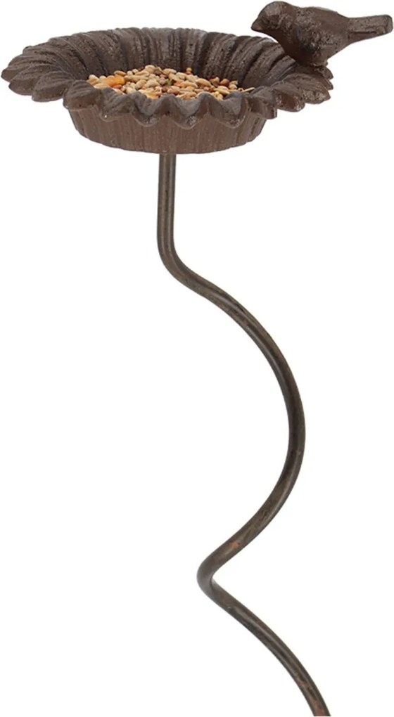Zapichovacie napájadlo pre vtáky Spiral, 128x15,5 cm, liatina, hnedá