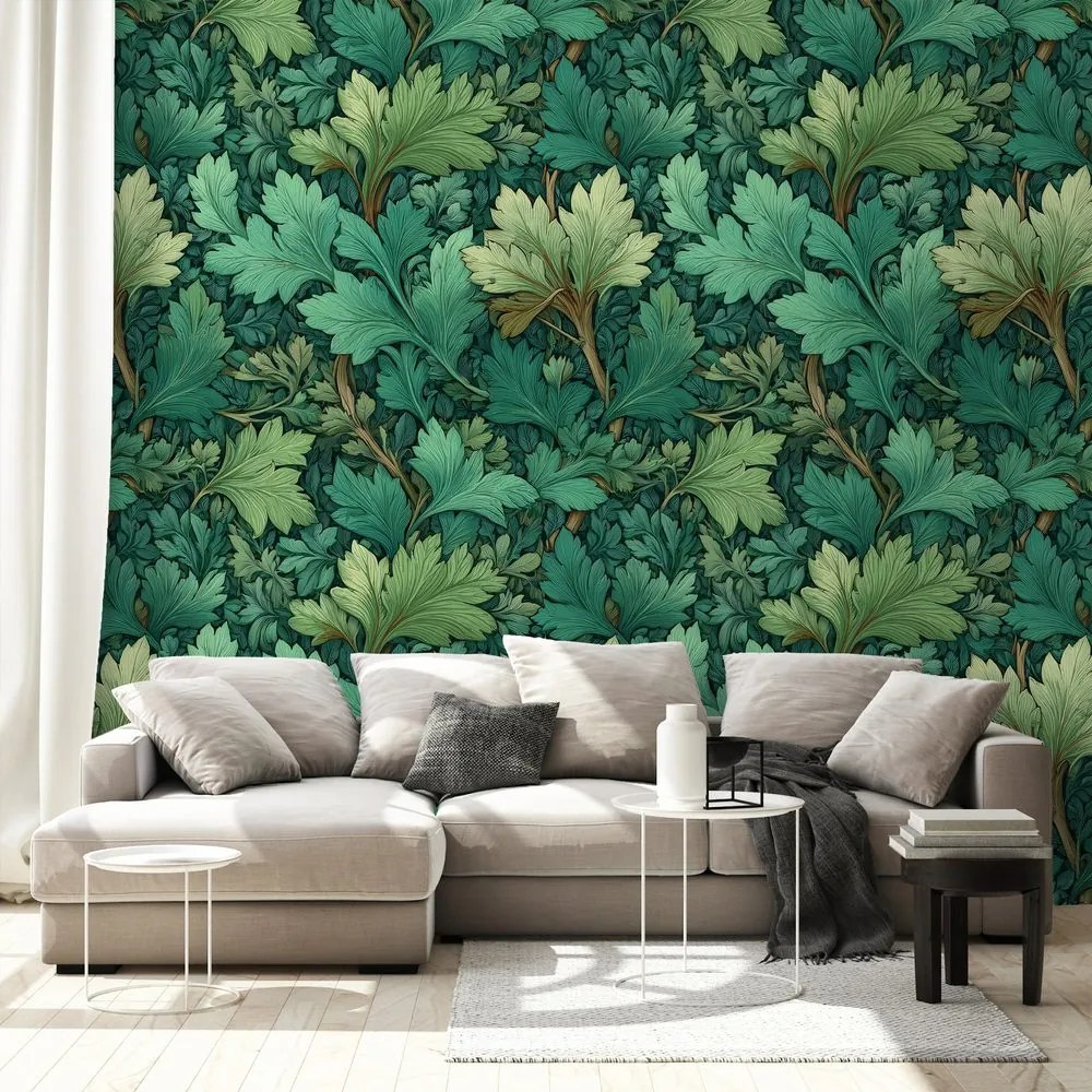 Tapeta zelené listy v klasickom štýle