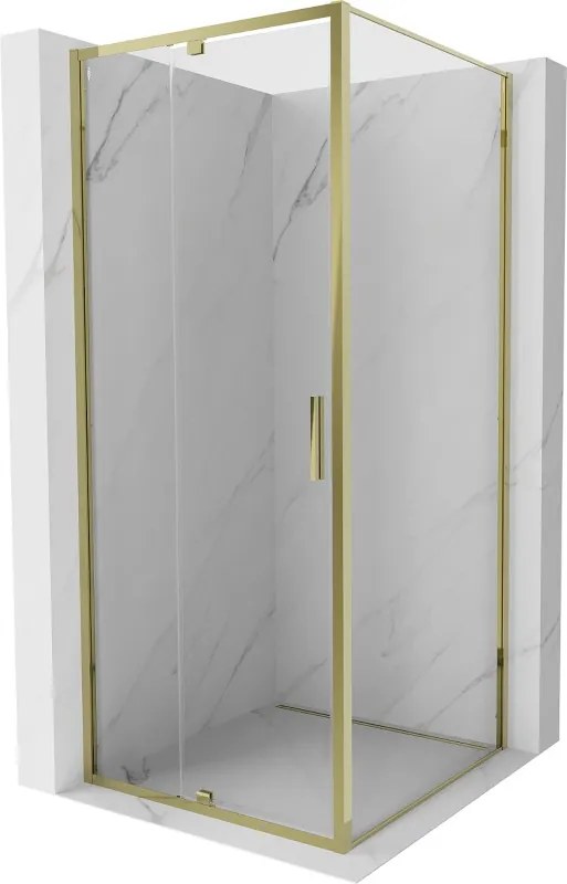 Mexen Exo, výklopný sprchový kút 95 x 95 cm, číre sklo, zlatá, 819-095-095-50-00