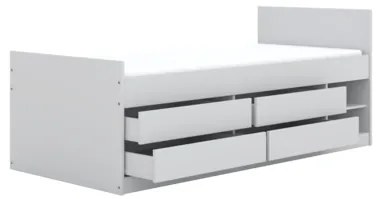 Detská posteľ Leon 200x90 cm s matracom a zásuvkami biela