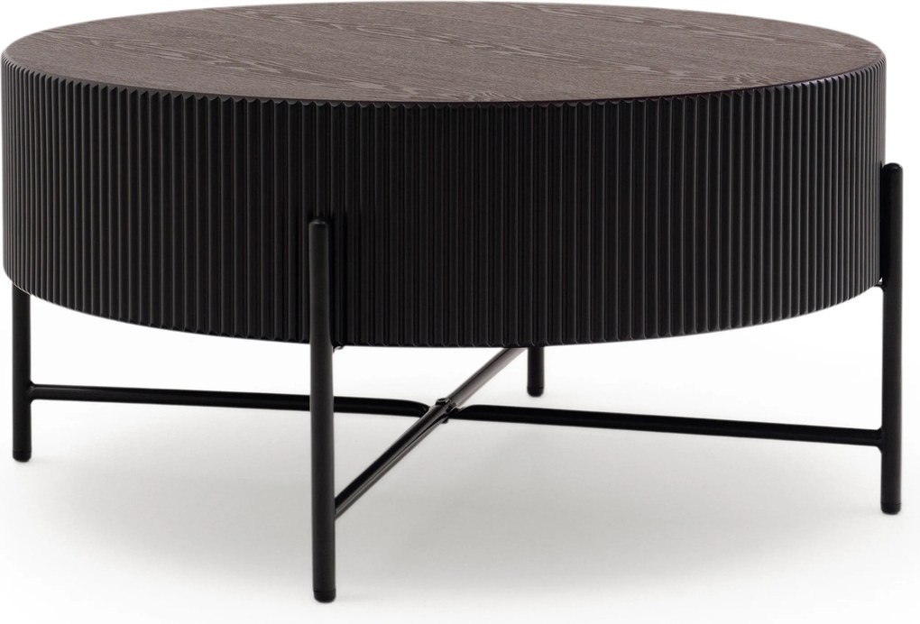 Kávový stolík Corbi 80 cm do obývačky - tmavý orech / čierny mat