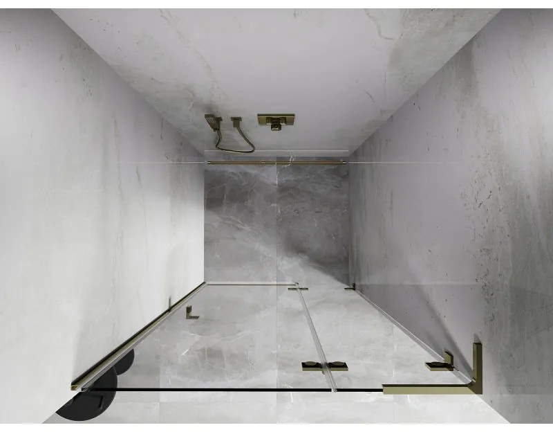Mexen, Mexen Lunar L pravé otočné sprchové dvere 110 cm, transparentné, zlaté - 834L-110-000-50-00-P