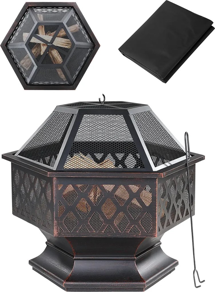 Záhradné ohnisko Hexa 70 cm čierne