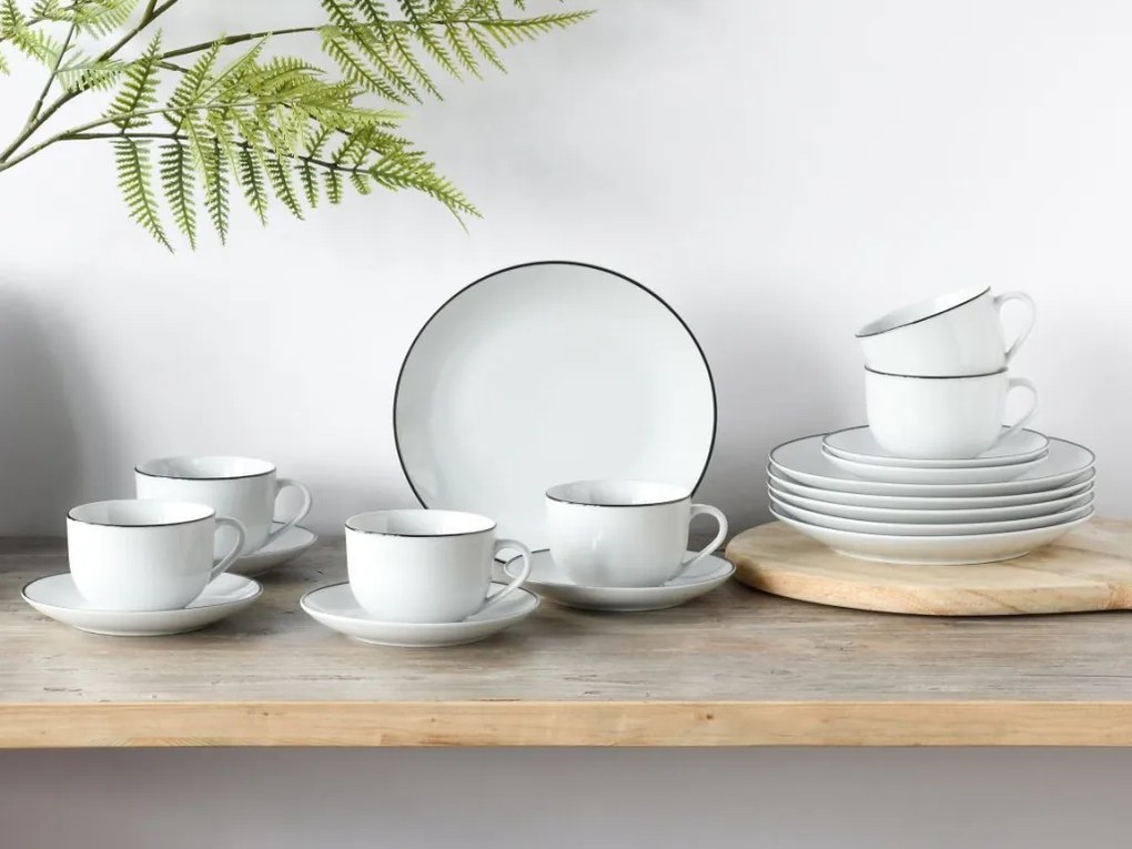 Kávový servis (18 dielov) Luna Black Line, biely