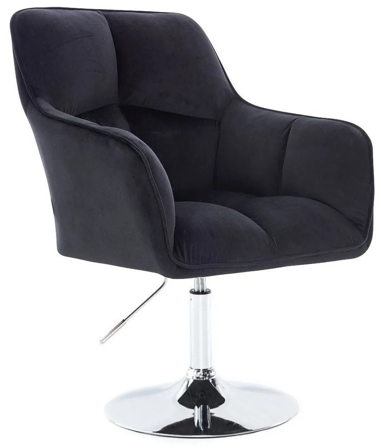 LuxuryForm DESIGN Kreslo AMALFI VELUR na striebornom tanieri - čierne
