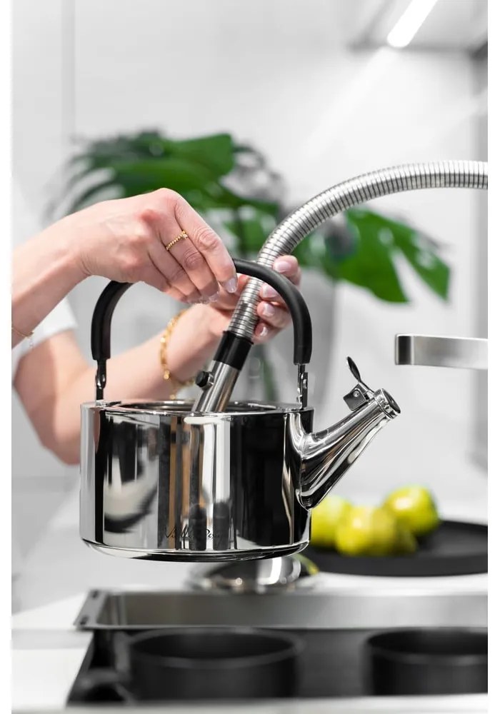 Lesklá antikoro varná konvica s piestom Vialli Design Diamante, 1,5 l
