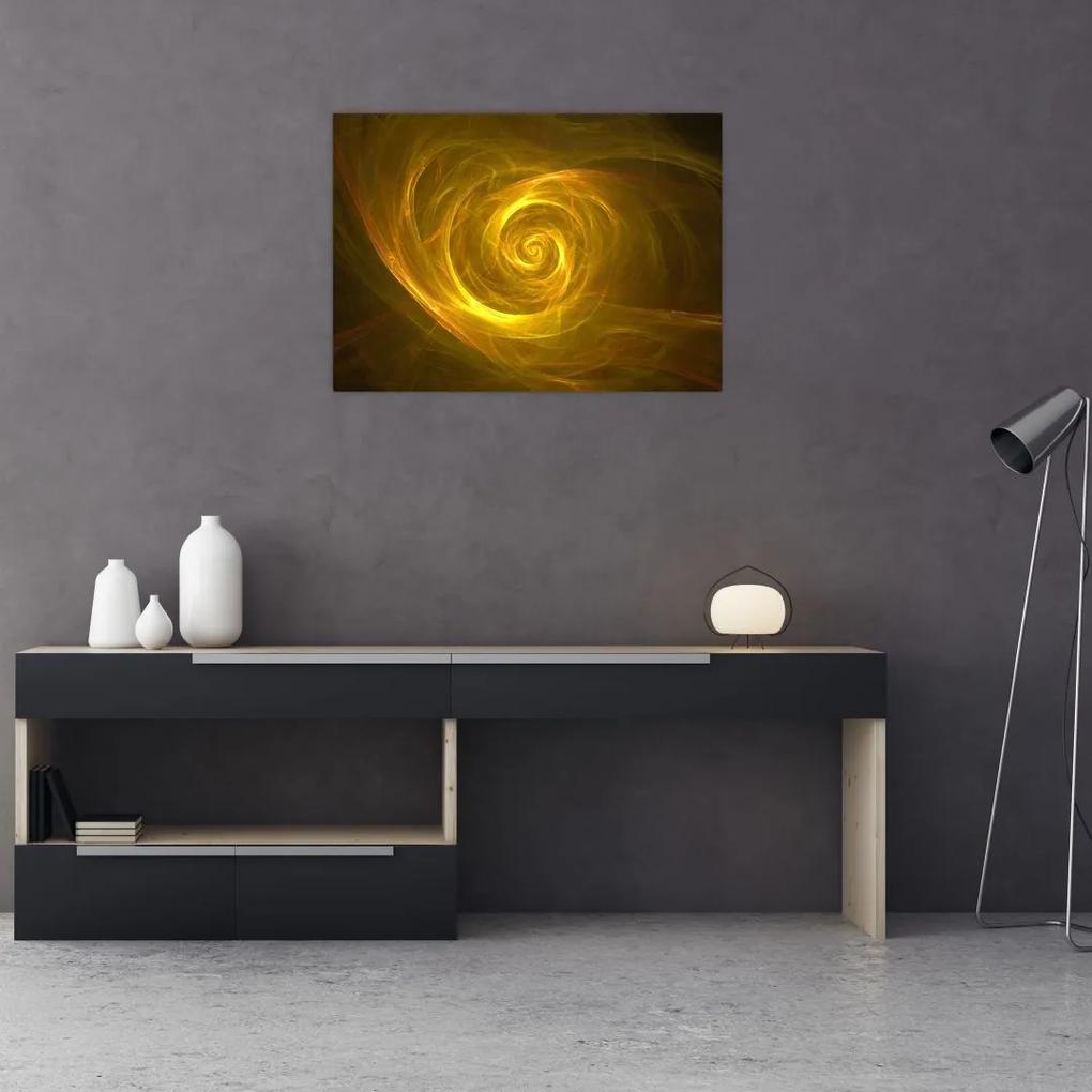 Sklenený obraz abstraktnej žltej špirály (70x50 cm)