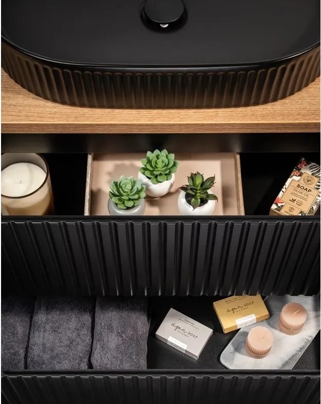 Umývadlová skrinka Nova Black D2 82-60-2S čierna