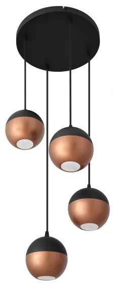 LED Luster na lanku MIDWAY 4xGU10/4,8W/230V čierna/medená