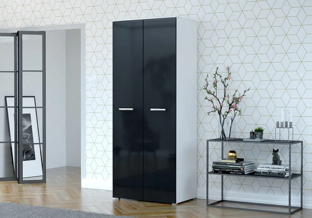 Šatníková skriňa FABIO - biela/čierna