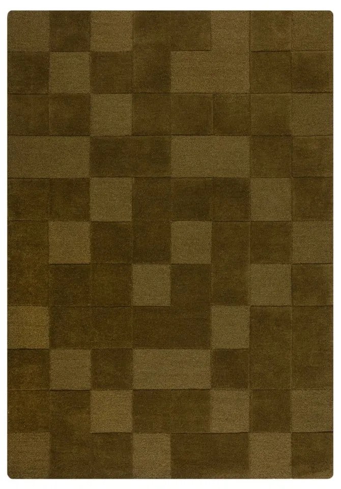 Kaki ručne tkaný vlnený koberec 160x230 cm Checkerboard – Flair Rugs