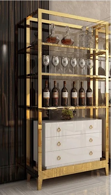 LUXUSNÁ VITRÍNA MARINETTE BIELY LESK + ZLATÁ