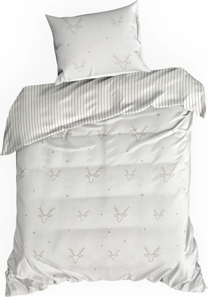 VIANOČNÉ SATÉNOVÉ OBLIEČKY BOSQUE 160X200 CM, 2 KS 70X80 CM VZOROVANÉ