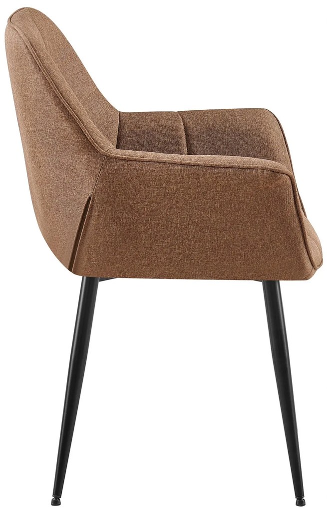 Stolička s podrúčkami Roseville - látka, nohy čierny kov - Sivo-hnedá (Taupe)