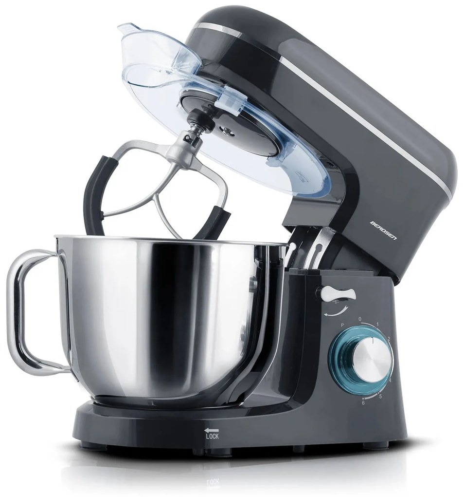 Berdsen 1400 W BD-756 3-v-1 planetárny mixér kuchynský robot 6 l Farba: čierno-strieborný