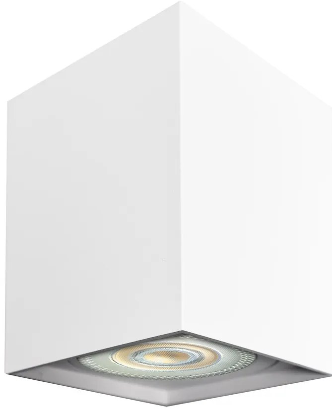 Stropné svietidlo Bima Square, 1x biele kovové tienidlo